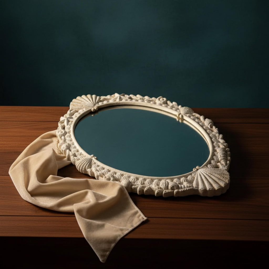 Vintage Seashell Wall Mirror – Ornate Coastal Decor - The Relic Detail