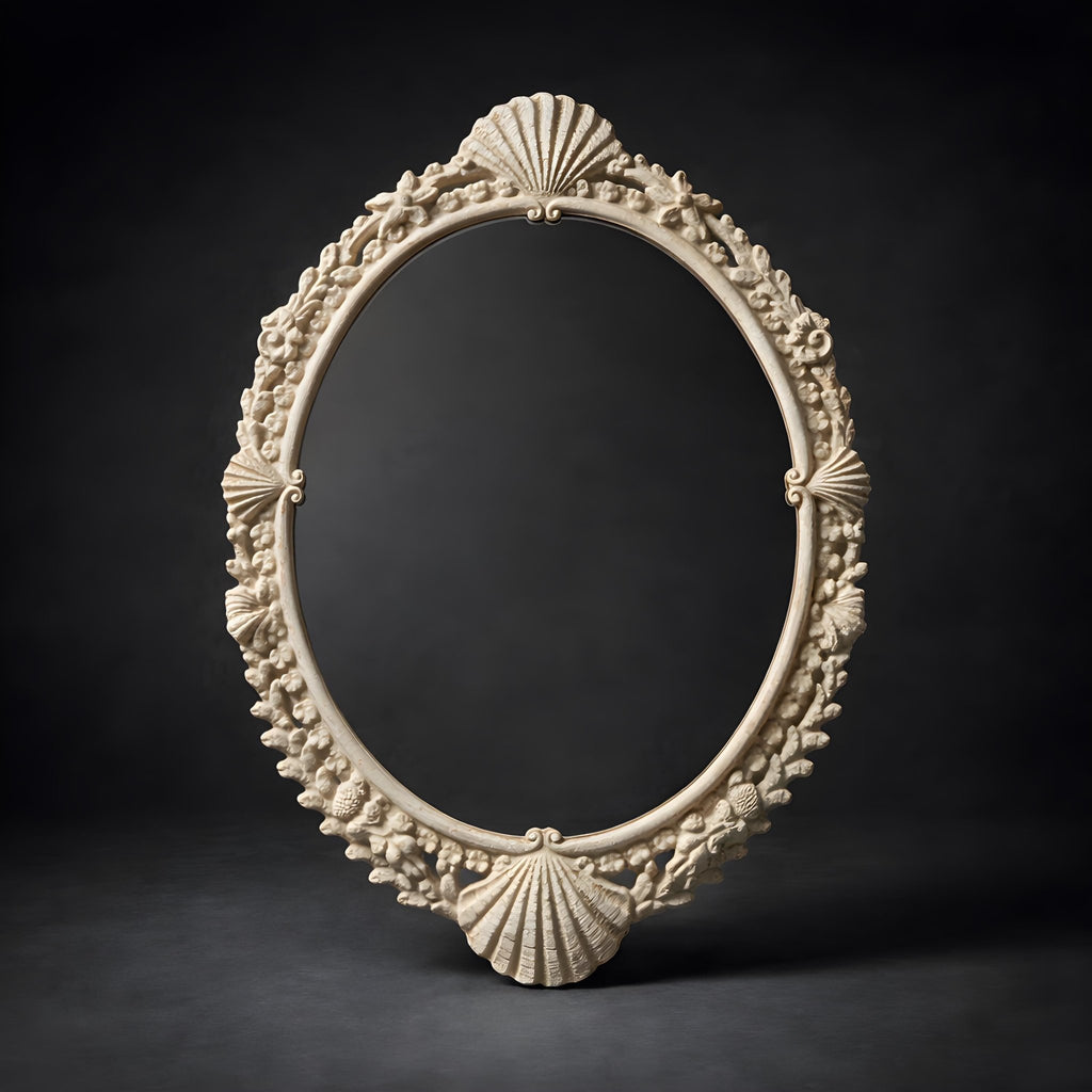 Vintage Seashell Wall Mirror – Ornate Coastal Decor - The Relic Detail