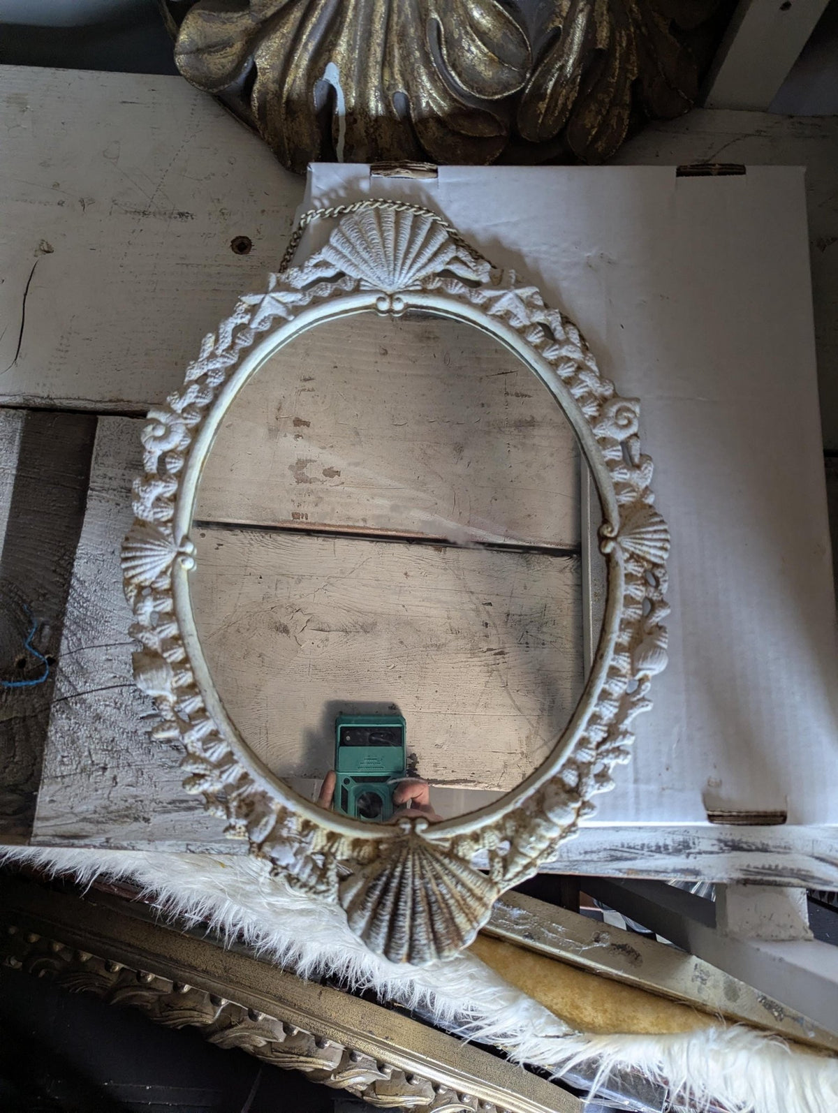 Vintage Seashell Wall Mirror – Ornate Coastal Decor - The Relic Detail