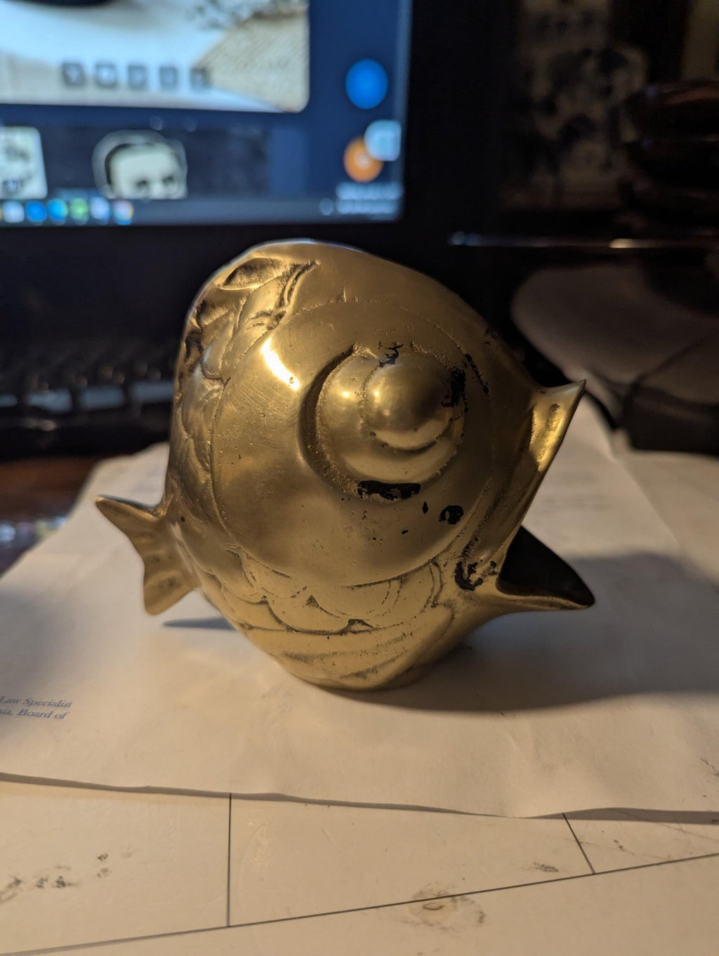 Walter Bosse Brass Fish Ashtray Mid-Century Modern Hagenauer Vienna Vintage Austrian Design Sculpture - The Relic Detail