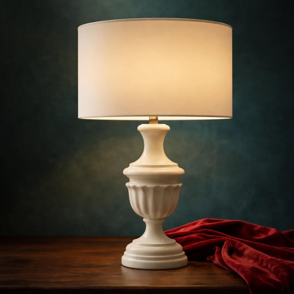 White Textured Ceramic Table Lamp, 28 in. - The Relic Detail