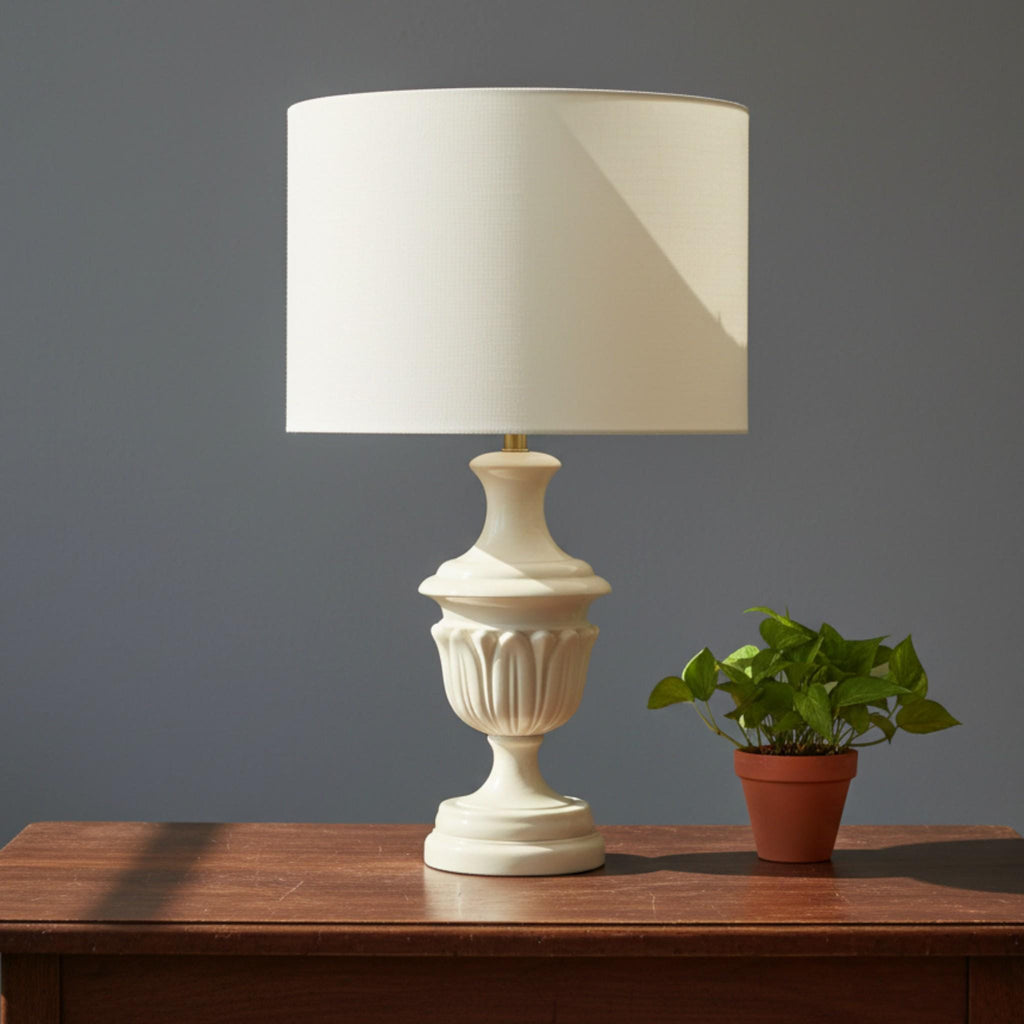 White Textured Ceramic Table Lamp, 28 in. - The Relic Detail
